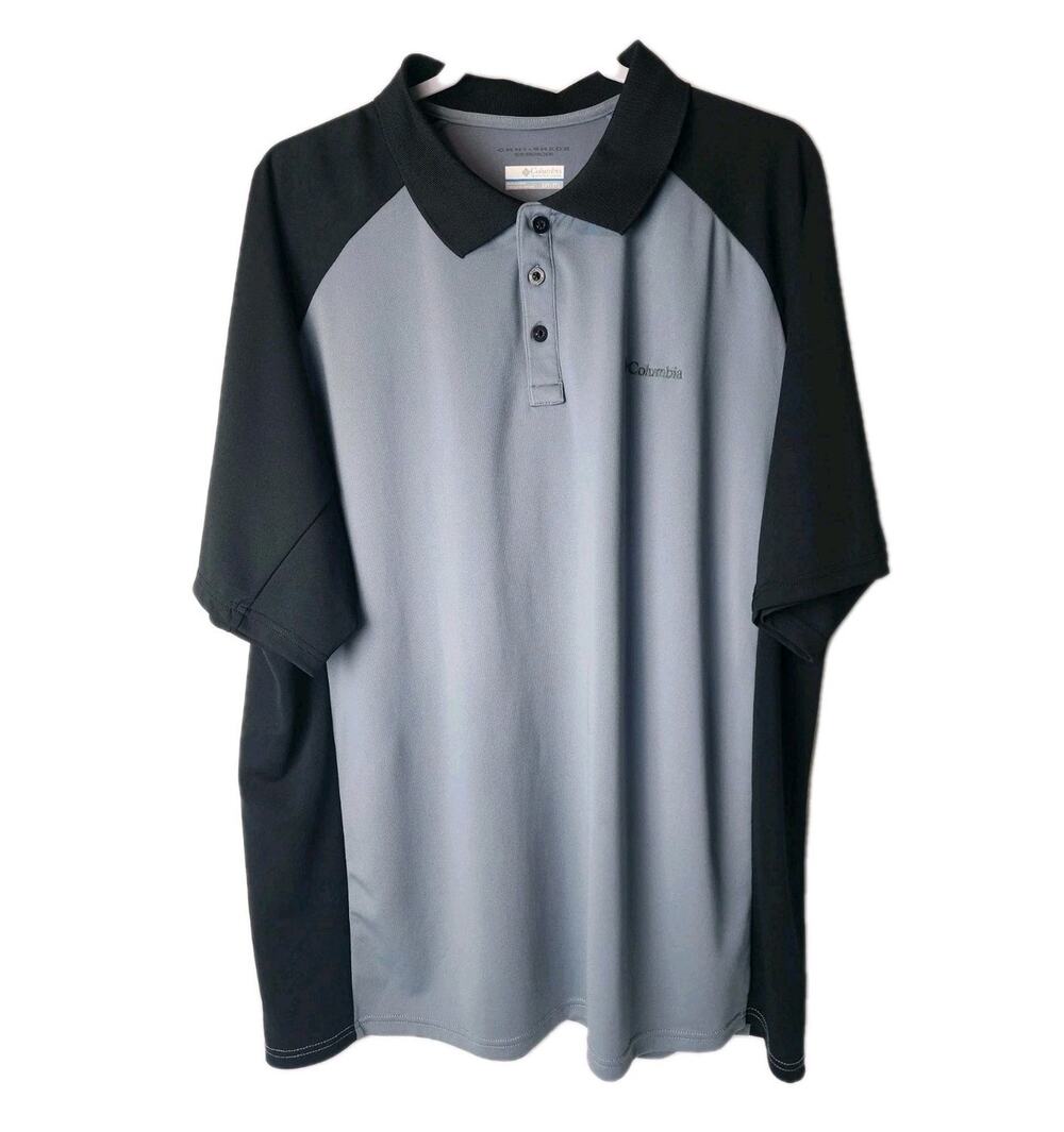 Columbia Polo Shirt Mens 2XT 2TL Grey Omni-Shade Sun Protection Golf Performance